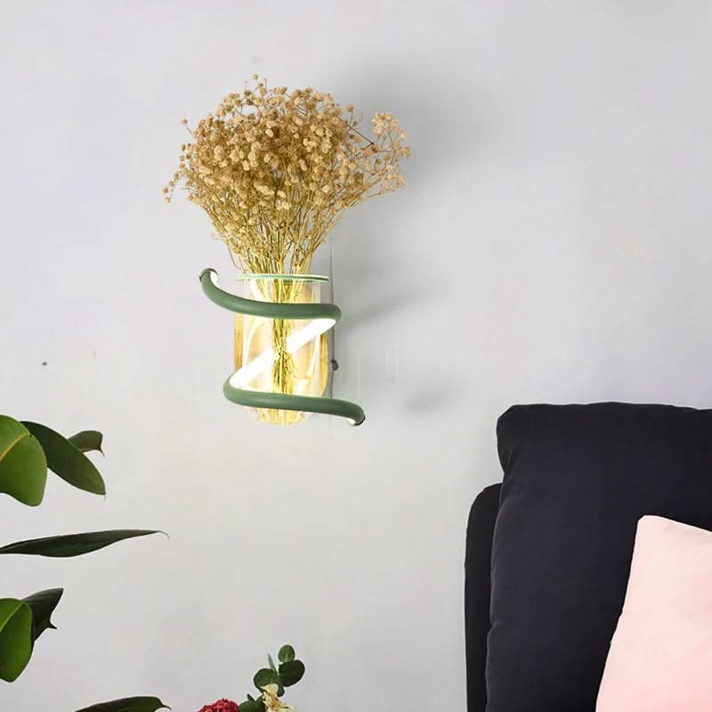 Wall Lamp | Solid Wood, Integrated Vase & Warm LED