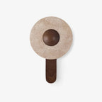 Wall Lamp | Travertine Shade & Solid Wood Base | Hardwired