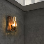 Wall Lamp | Vintage Candle Pine Wood & Metal