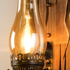 Wall Lamp | Vintage Candle Pine Wood & Metal