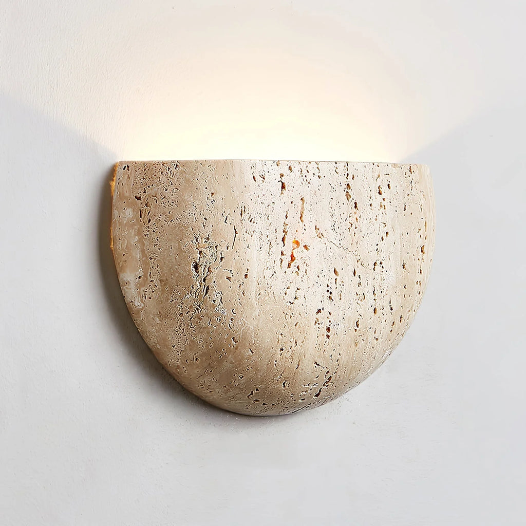 Wall Lamp | Yellow Travertine Arc Bowl | Hardwired