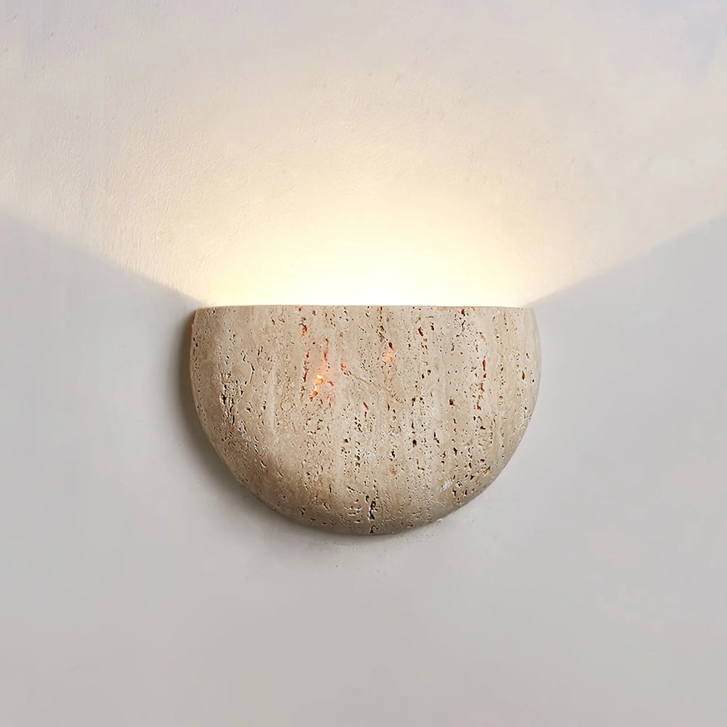 Wall Lamp | Yellow Travertine Arc Bowl | Hardwired