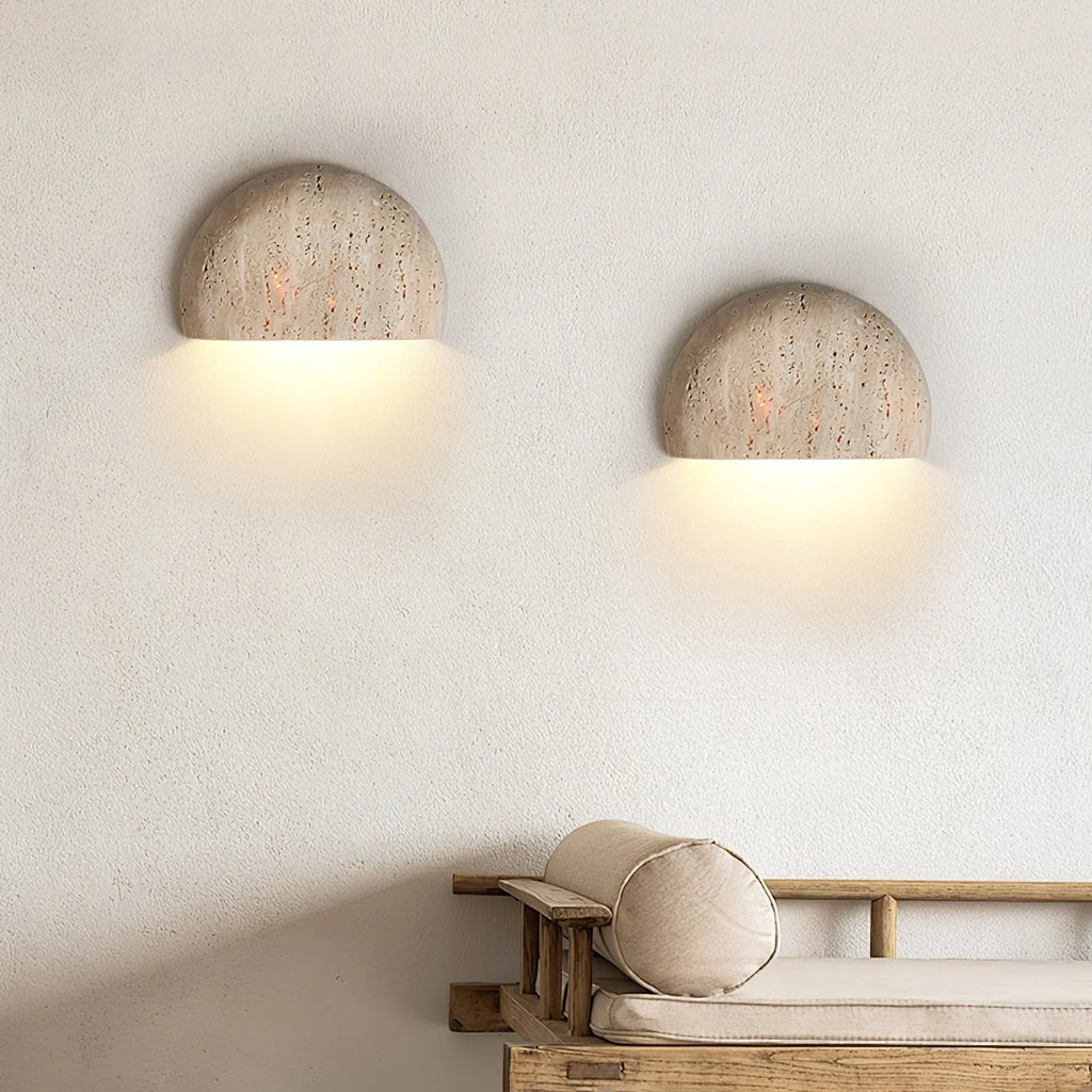 Wall Lamp | Yellow Travertine Arc Bowl | Hardwired
