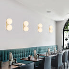 Wall Light | Gold Finish & Dual Glass Globes | 180° Adjustable Arm