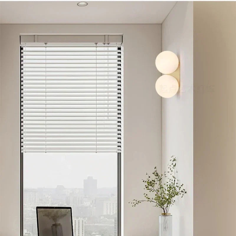 Wall Light | Gold Finish & Dual Glass Globes | 180° Adjustable Arm
