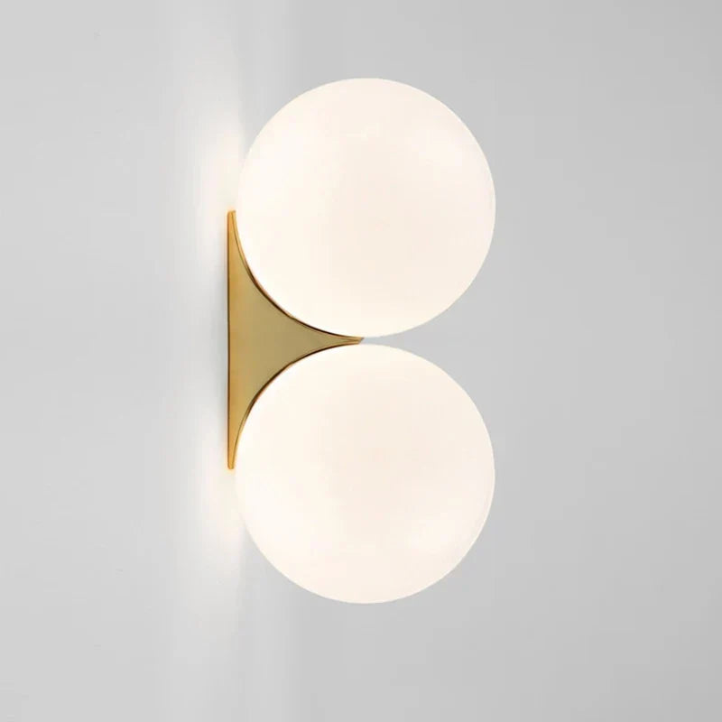 Wall Light | Gold Finish & Dual Glass Globes | 180° Adjustable Arm