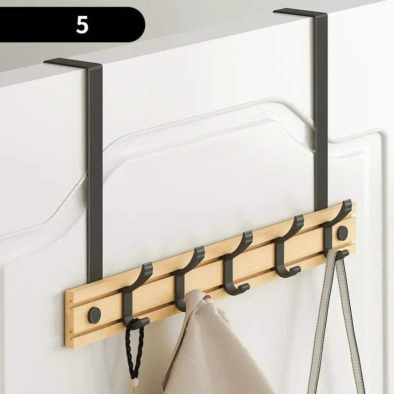 Wall-Mounted Coat Rack | Natural Bamboo & Aluminum | 3–5 Hooks