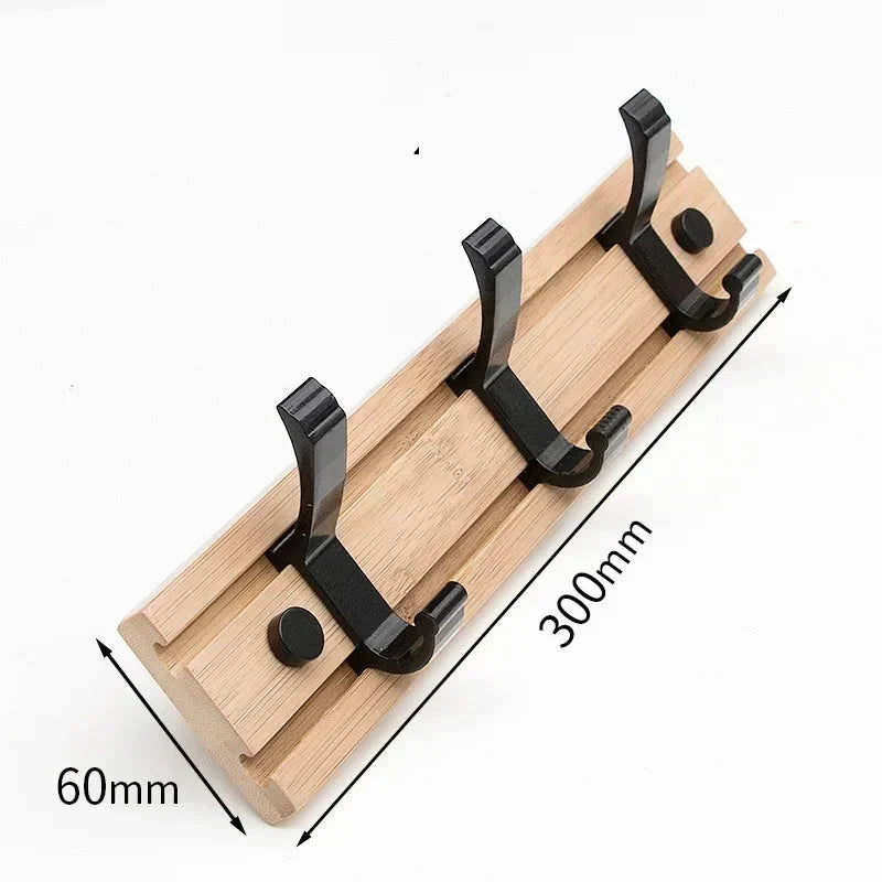 Wall-Mounted Coat Rack | Natural Bamboo & Aluminum | 3–5 Hooks
