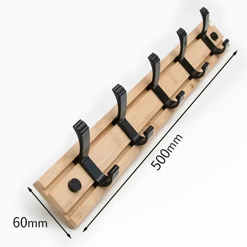 Wall-Mounted Coat Rack | Natural Bamboo & Aluminum | 3–5 Hooks