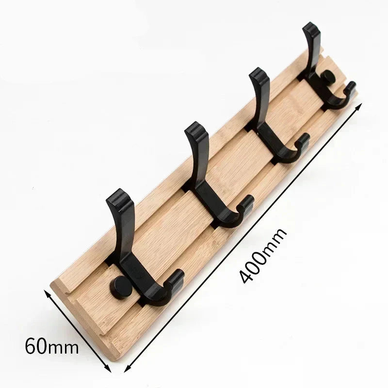 Wall-Mounted Coat Rack | Natural Bamboo & Aluminum | 3–5 Hooks