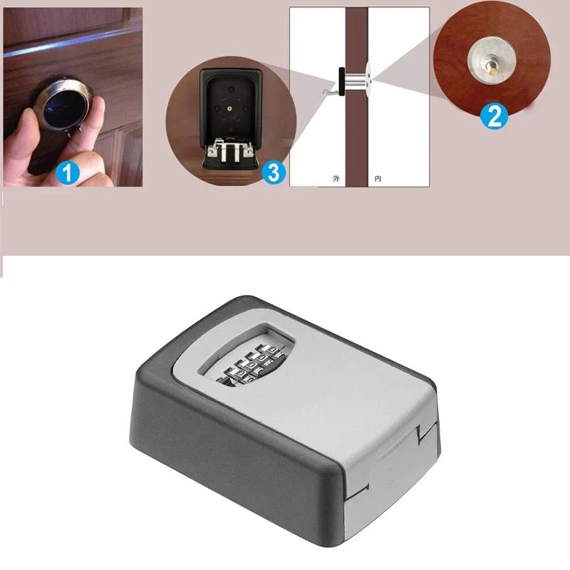 Wall-Mounted Key Safe | Weatherproof Zinc Alloy & Adjustable Combination Lock | 12 x 8 x 4 cm