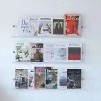 Wall-Mounted Magazine Shelf | Floating Clear Acrylic | S/M/L