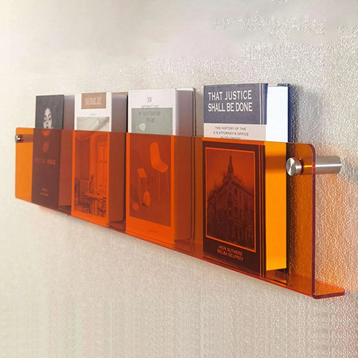 Wall-Mounted Magazine Shelf | Floating Clear Acrylic | S/M/L