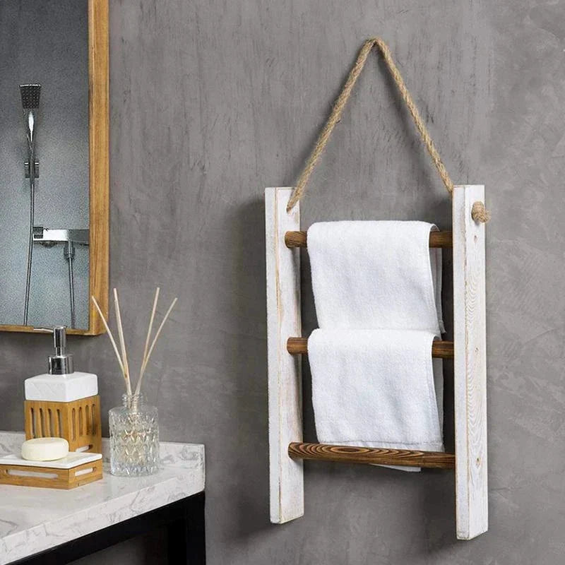 Wall-Mounted Towel Rack | Vintage Solid Wood | Space-Saving