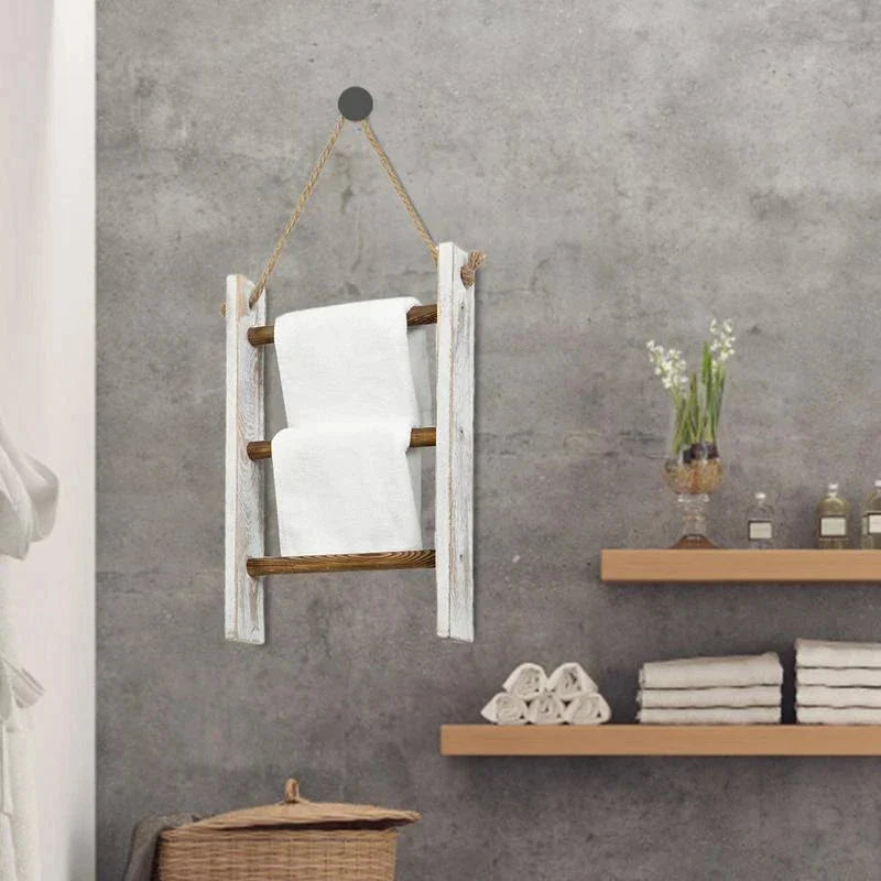 Wall-Mounted Towel Rack | Vintage Solid Wood | Space-Saving