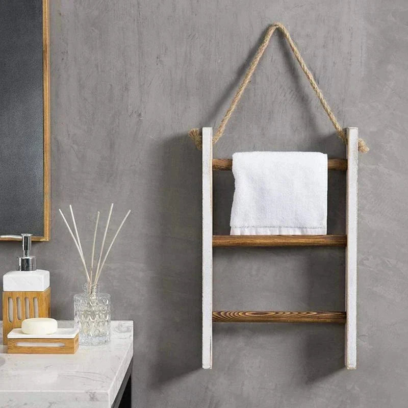 Wall-Mounted Towel Rack | Vintage Solid Wood | Space-Saving