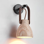 Wall Sconce | Lantern-Inspired Travertine Shade & Wood Accents | H 30 cm
