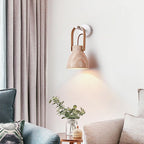 Wall Sconce | Lantern-Inspired Travertine Shade & Wood Accents | H 30 cm