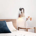 Wall Sconce | Lantern-Inspired Travertine Shade & Wood Accents | H 30 cm