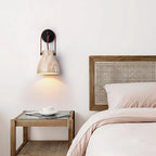 Wall Sconce | Lantern-Inspired Travertine Shade & Wood Accents | H 30 cm