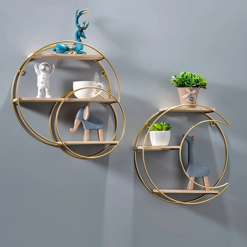 Wall Shelf | Double Circle & No-Drill Mounting