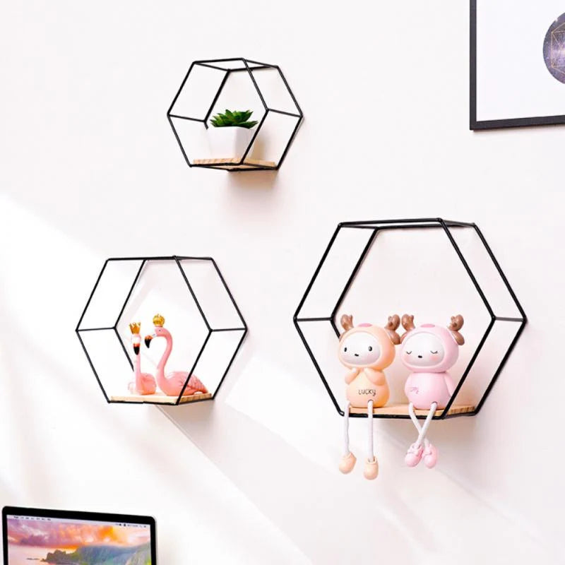 Wall Shelf | Hexagonal Geometric Design & Easy Mounting