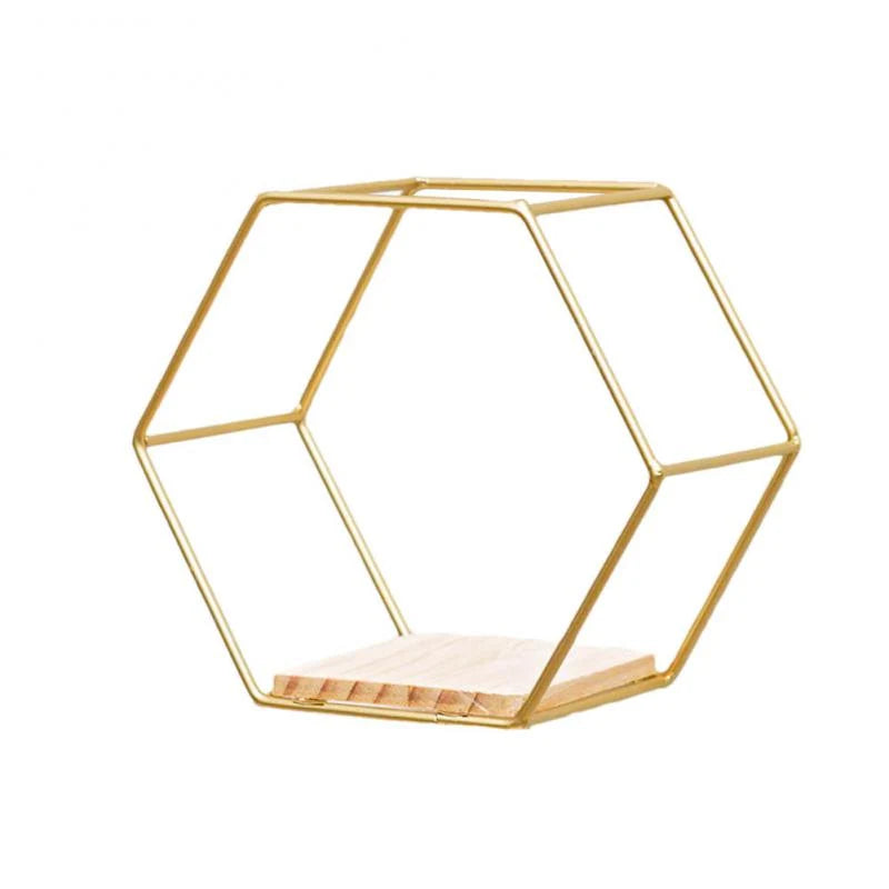 Wall Shelf | Hexagonal Gold Finish & Easy To Mount