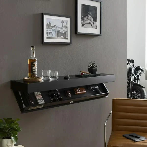 Wall Shelf | Hidden Compartment & Minimalist Wooden Design | 53 x 17.5 x 5 cm