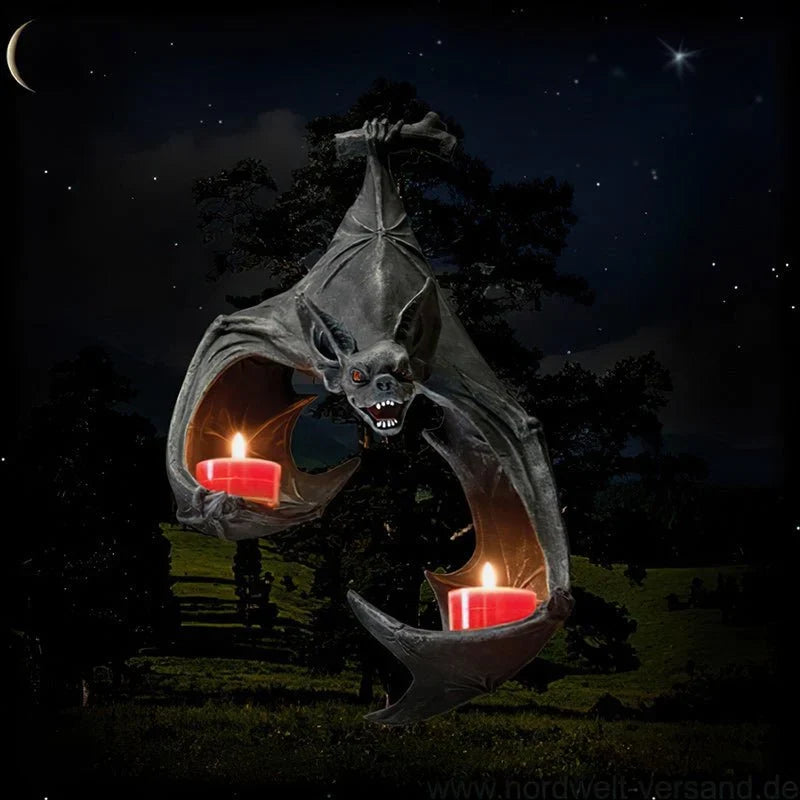 Wall Tealight Holder | Bat-Shaped Polyresin | Holds Two Tealights