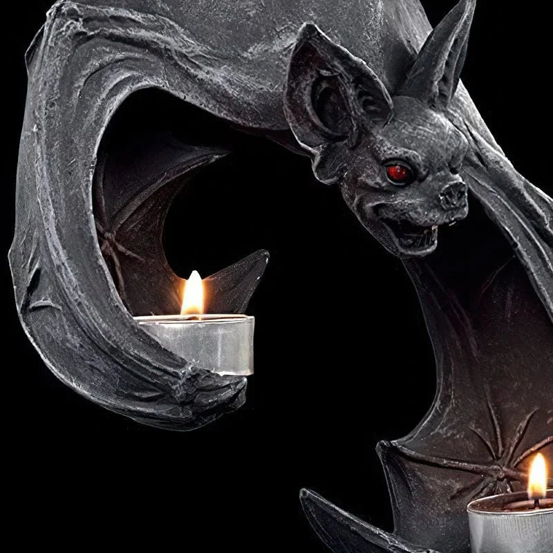Wall Tealight Holder | Bat-Shaped Polyresin | Holds Two Tealights
