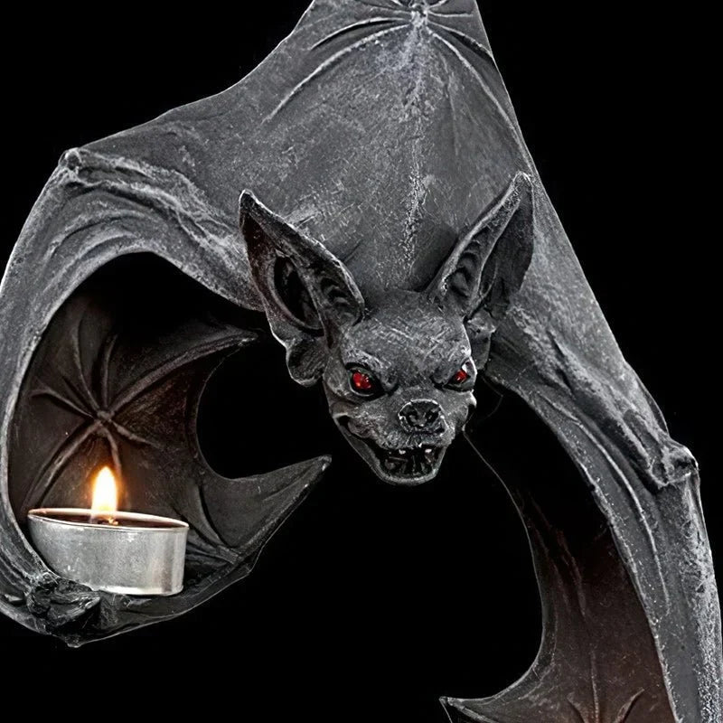 Wall Tealight Holder | Bat-Shaped Polyresin | Holds Two Tealights