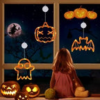 Window Lights | Battery-Powered LED Silhouettes | Pumpkin, Bat & Ghost