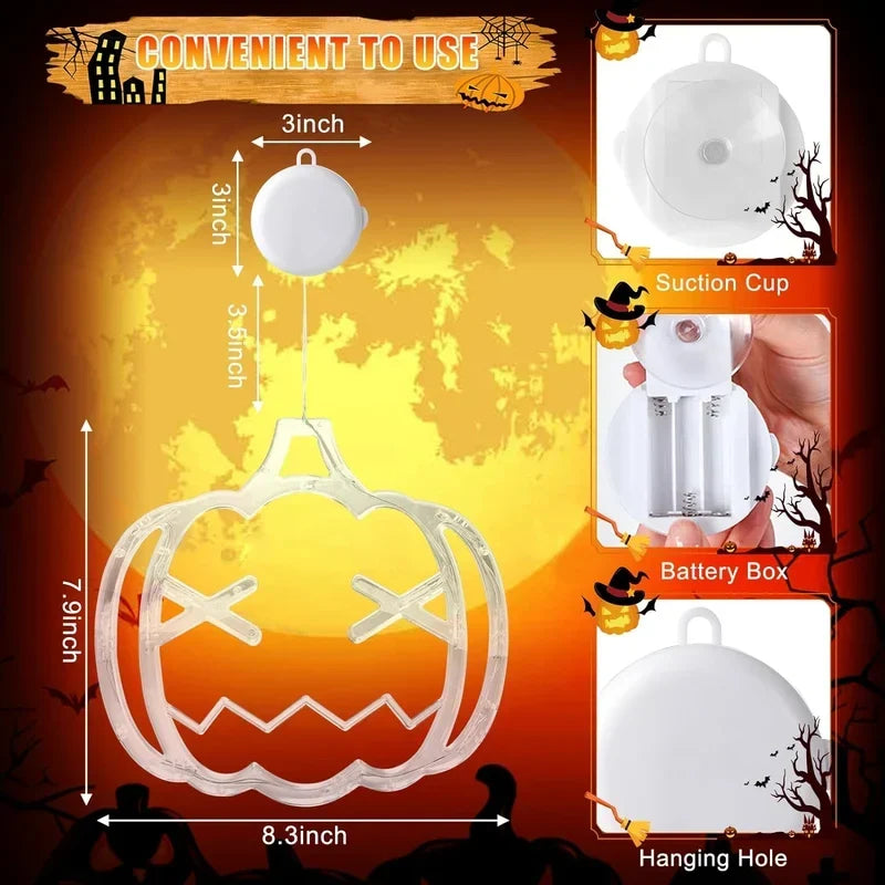 Window Lights | Battery-Powered LED Silhouettes | Pumpkin, Bat & Ghost