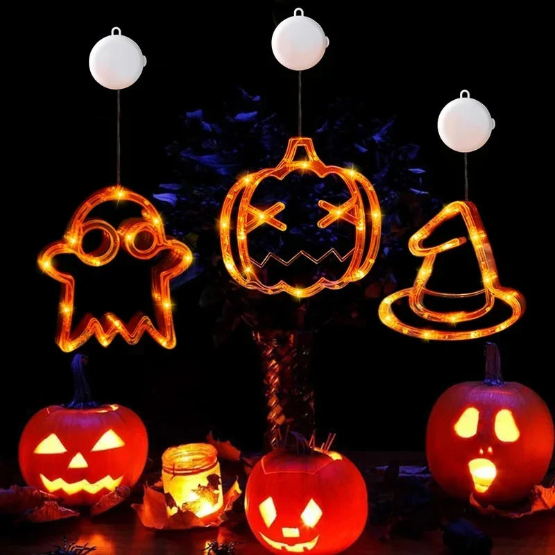 Window Lights | Battery-Powered LED Silhouettes | Pumpkin, Bat & Ghost