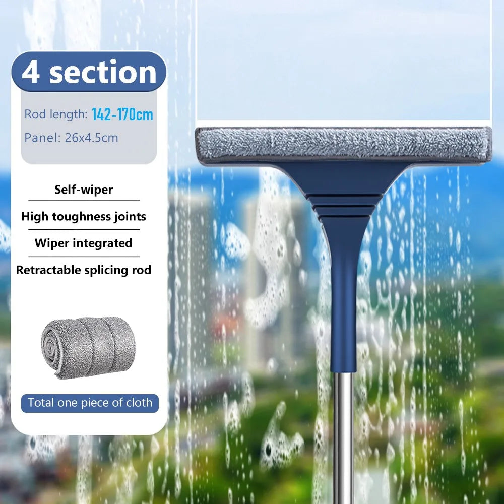 Window Squeegee | 2-In-1 Microfiber & Squeegee | Telescopic Handle