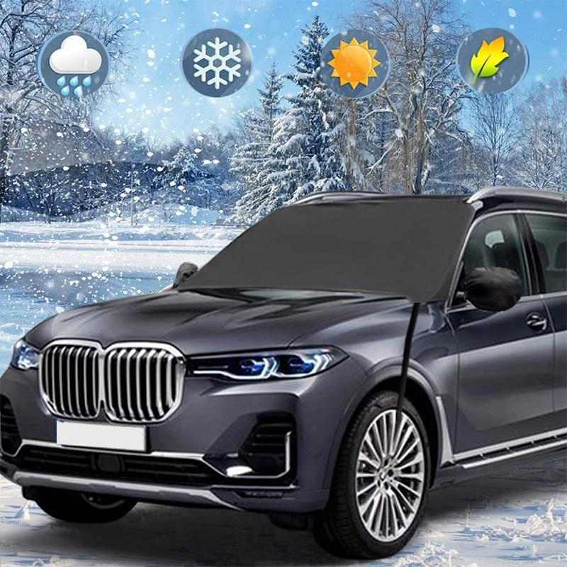 Windshield Cover | Double-Sided Black & Silver Waterproof 210D Oxford | 190 x 94 cm