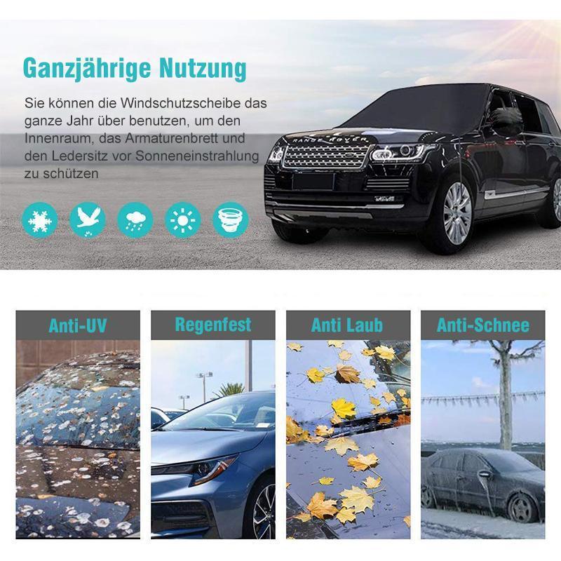 Windshield Cover | Double-Sided Black & Silver Waterproof 210D Oxford | 190 x 94 cm