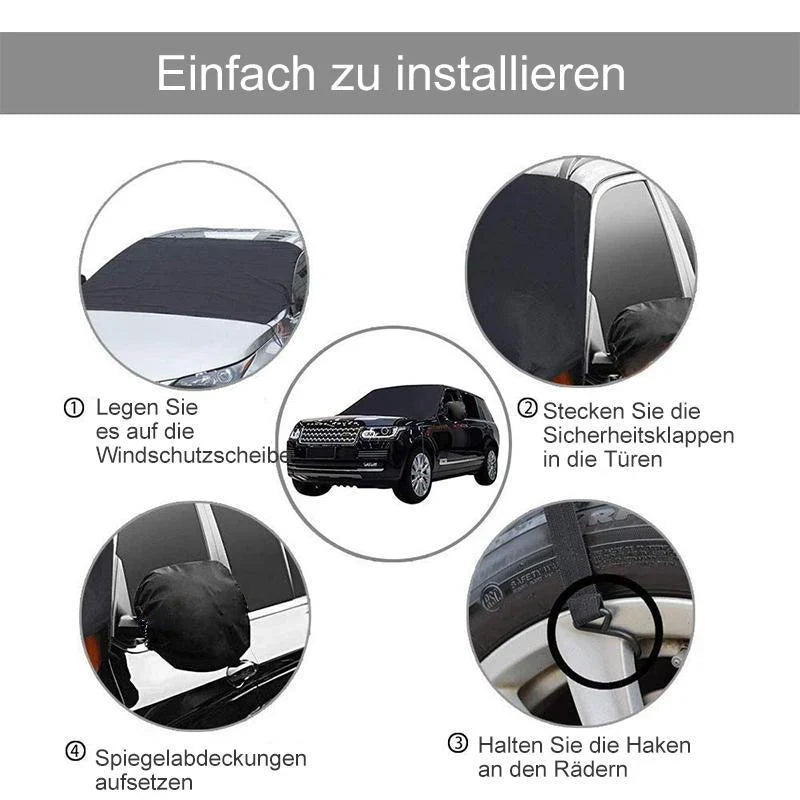 Windshield Cover | Double-Sided Black & Silver Waterproof 210D Oxford | 190 x 94 cm