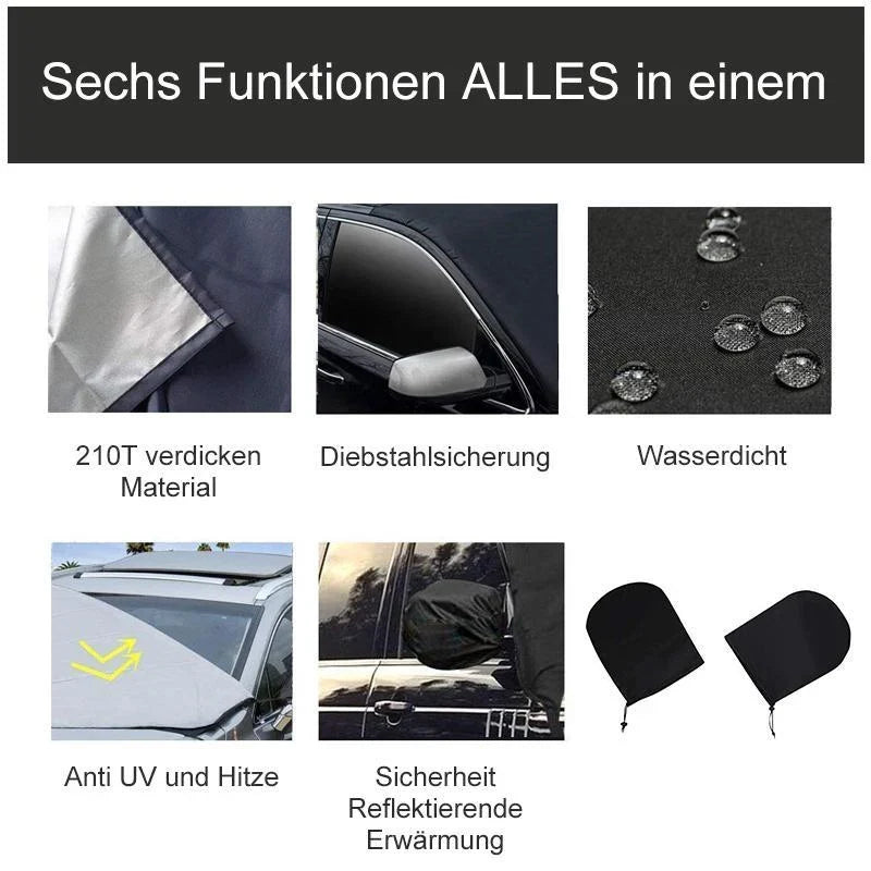 Windshield Cover | Double-Sided Black & Silver Waterproof 210D Oxford | 190 x 94 cm