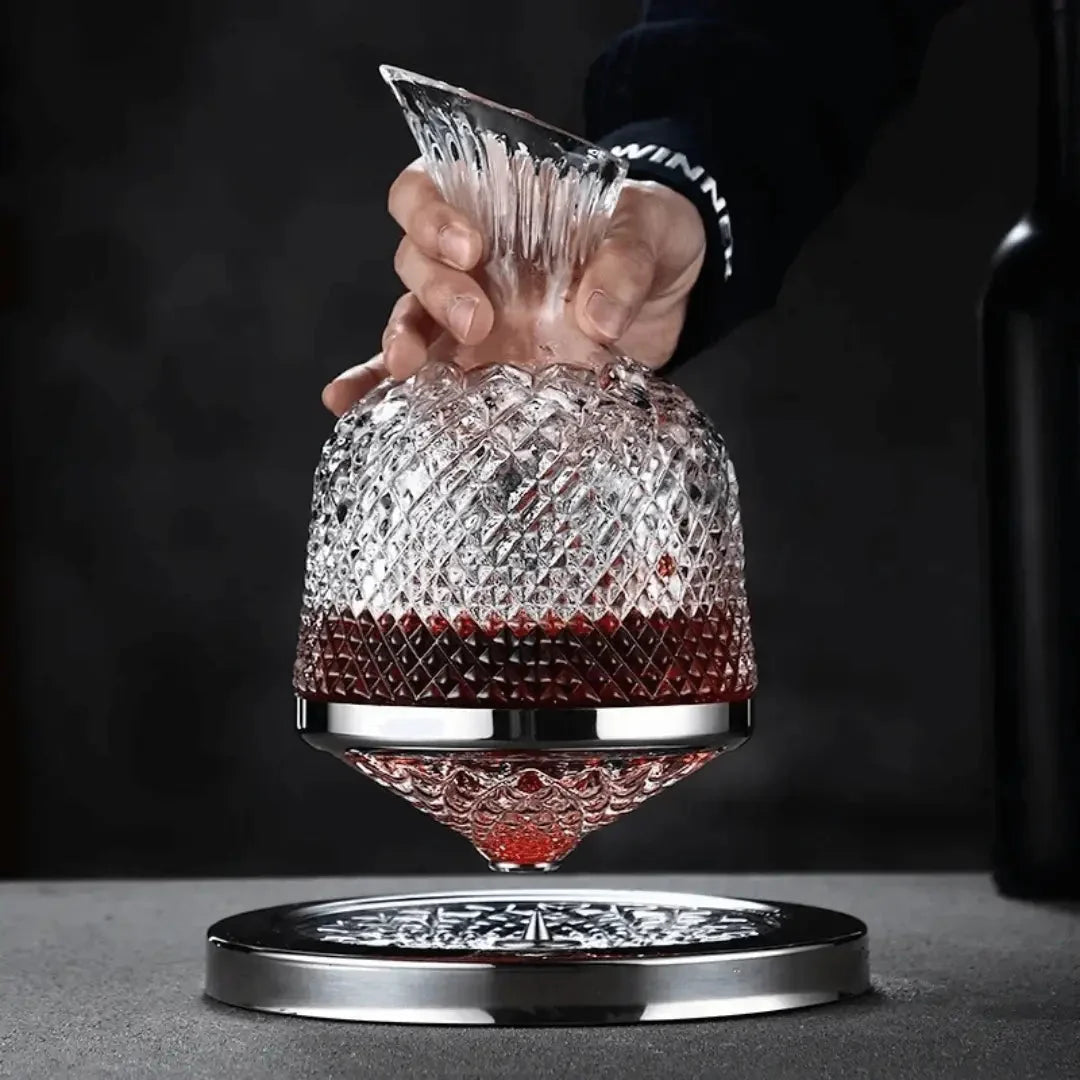 Wine Decanter | Lead-Free Crystal & 360° Rotating Base | 1.5 L