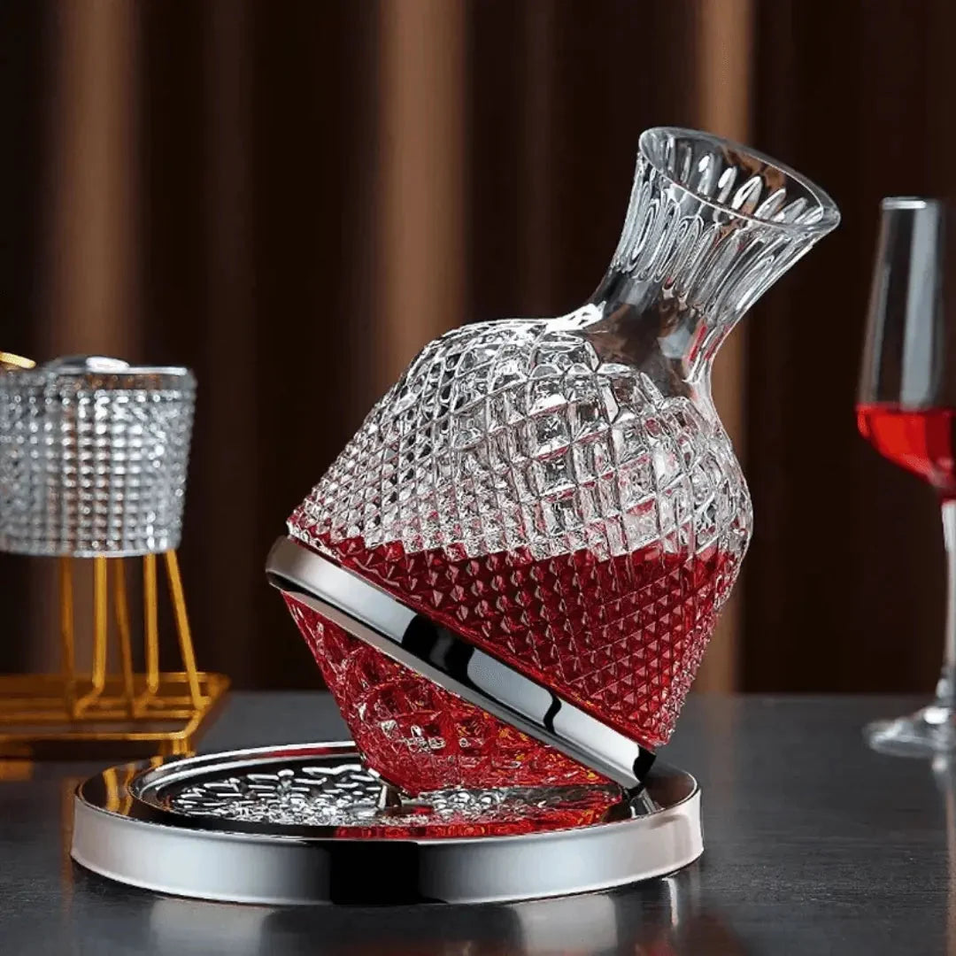 Wine Decanter | Lead-Free Crystal & 360° Rotating Base | 1.5 L