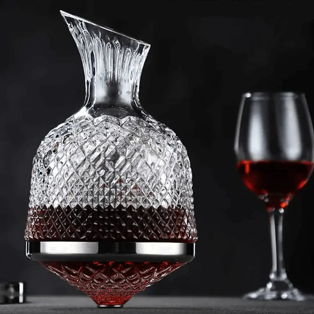 Wine Decanter | Lead-Free Crystal & 360° Rotating Base | 1.5 L