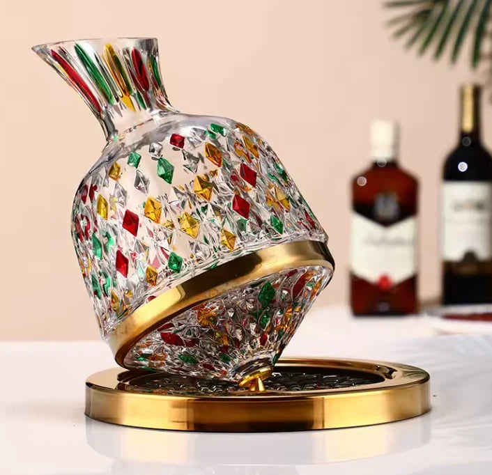 Wine Decanter | Lead-Free Crystal & 360° Rotating Base | 1.5 L