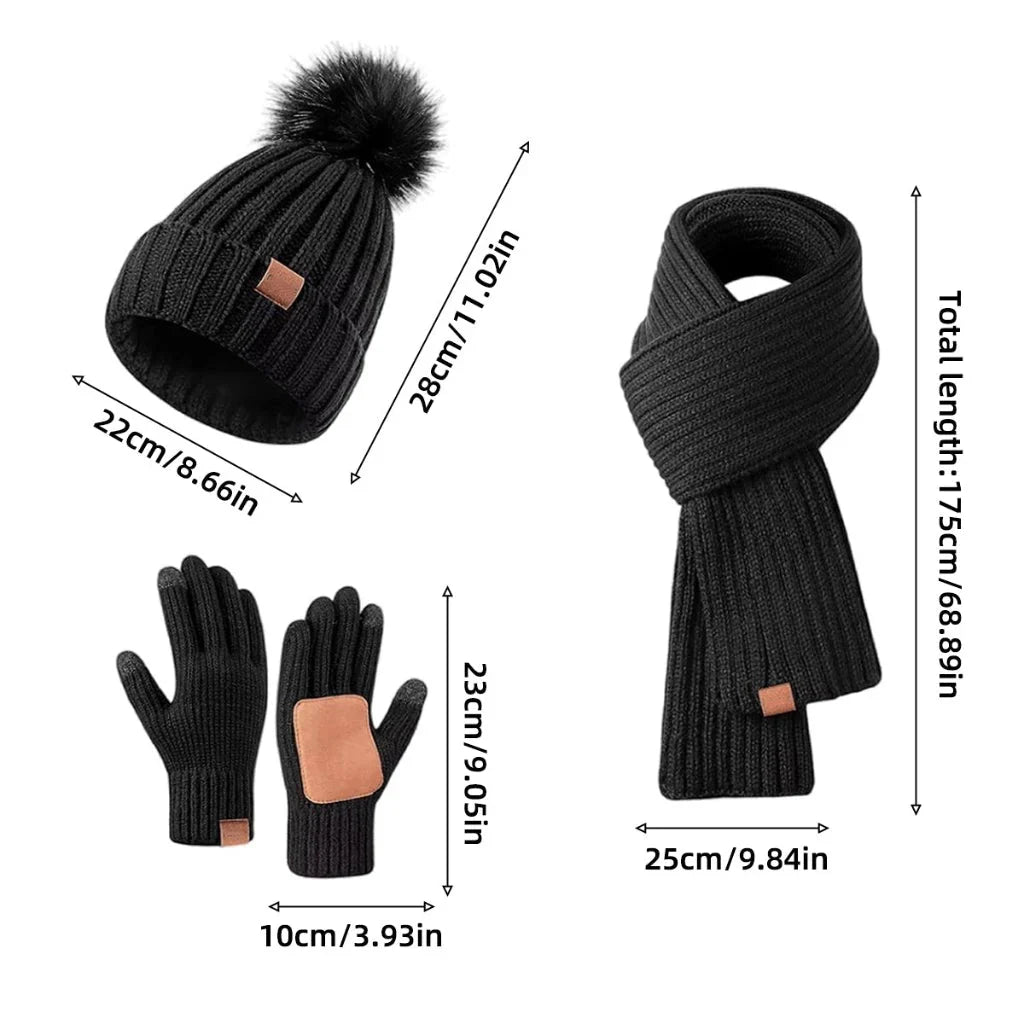 Winter Set | Soft Knit & Touchscreen | Beanie, Scarf & Gloves