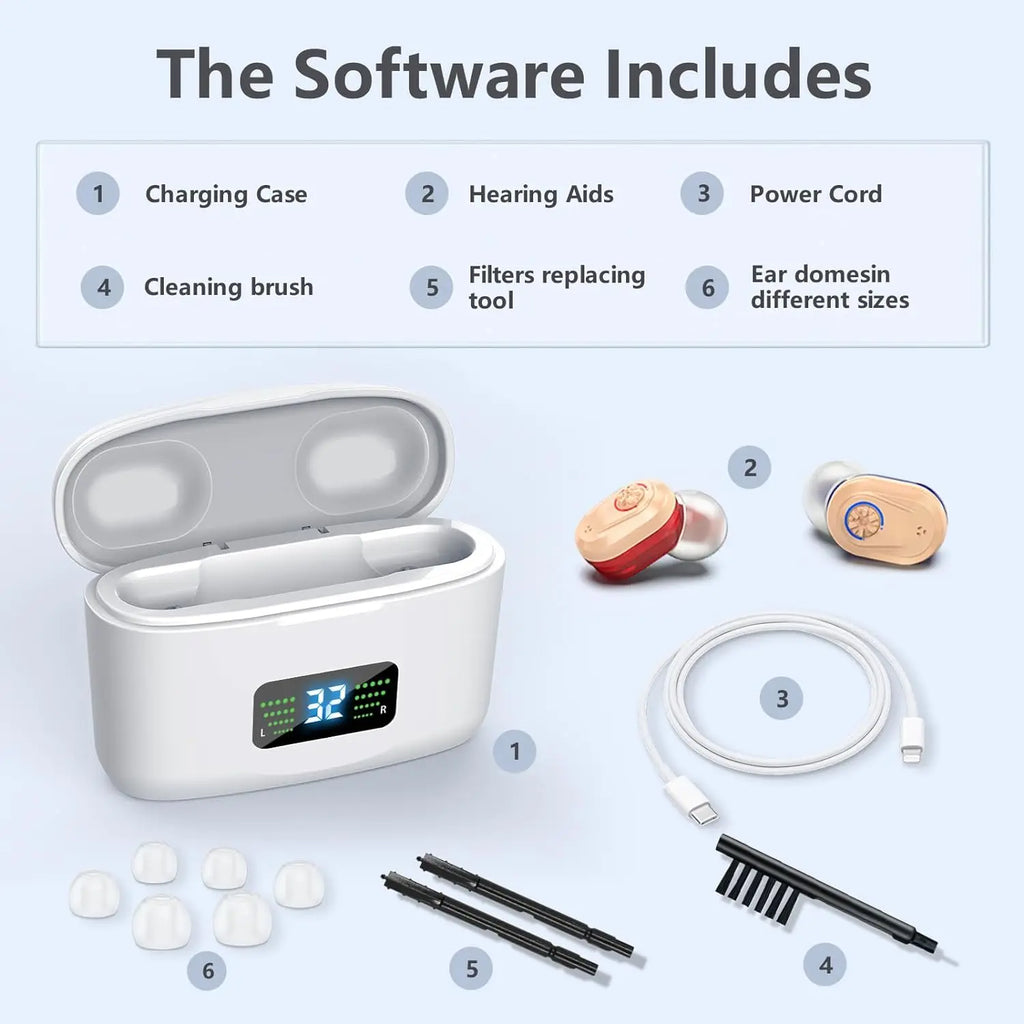 Wireless Hearing Aid | Mini Invisible & Noise-Reducing | Up to 30 Hours