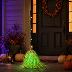 Witch Broom Decoration | Green LED Lights & Vibration | Battery-Powered