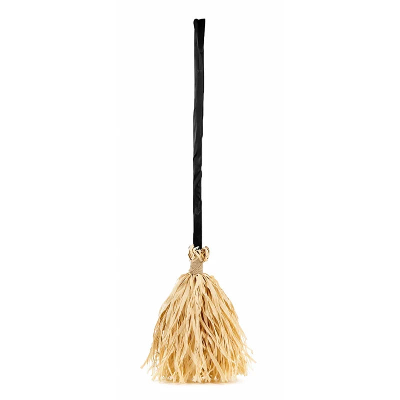 Witch Broom Decoration | Green LED Lights & Vibration | Battery-Powered