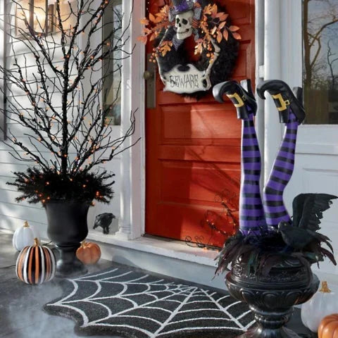 Witch Leg Stakes | Durable Resin & Striped Boots | Set of 2