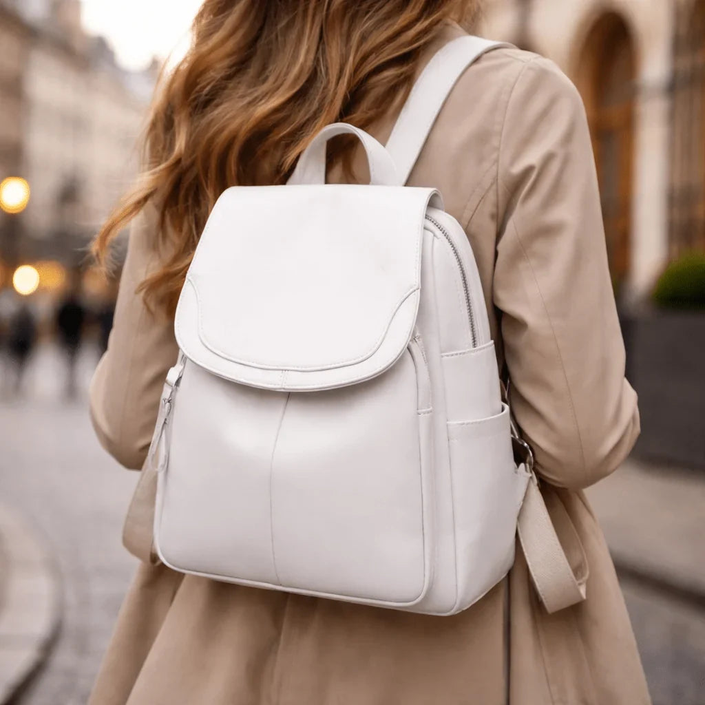 Women's Backpack | Anti-Theft & Embossed PU Leather | 26 × 12 × 30 cm
