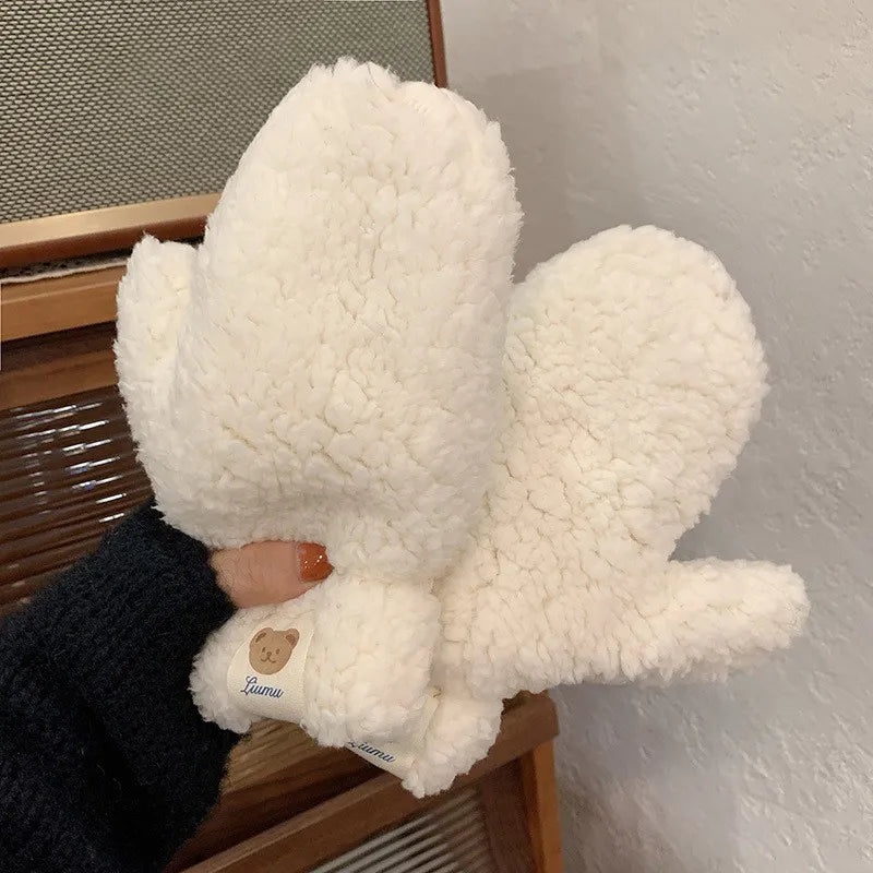 Women's Gloves | Plush Teddy & Adjustable Drawstring | One Size